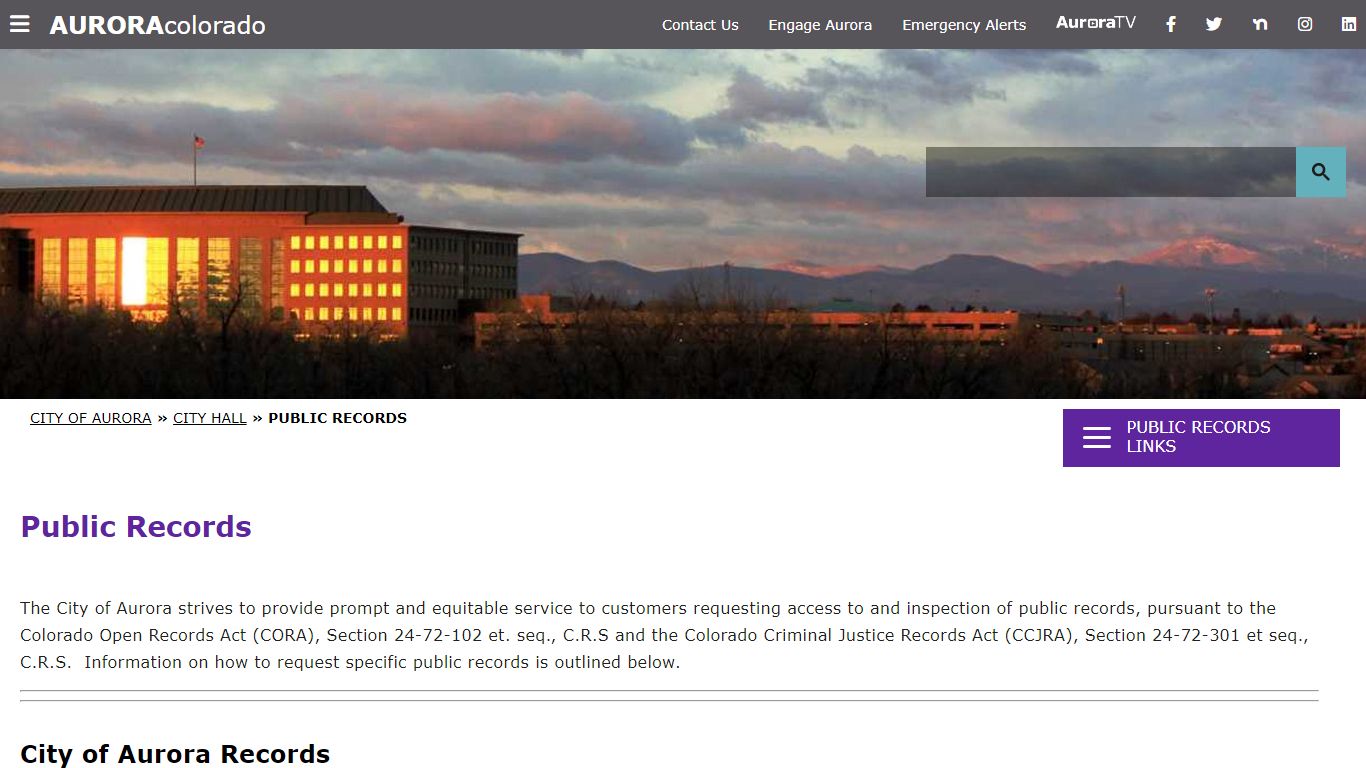 Public Records - City of Aurora - Aurora, Colorado